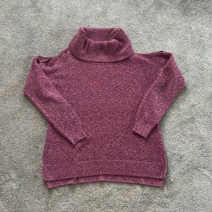 Hollister Cold Shoulder Turtle Neck Sweater - Purple - Size L